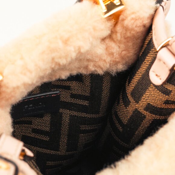Fendi Mini Sunshine Shopper Tan Sheepskin Logo Mini-Bag - Picture 11 of 12